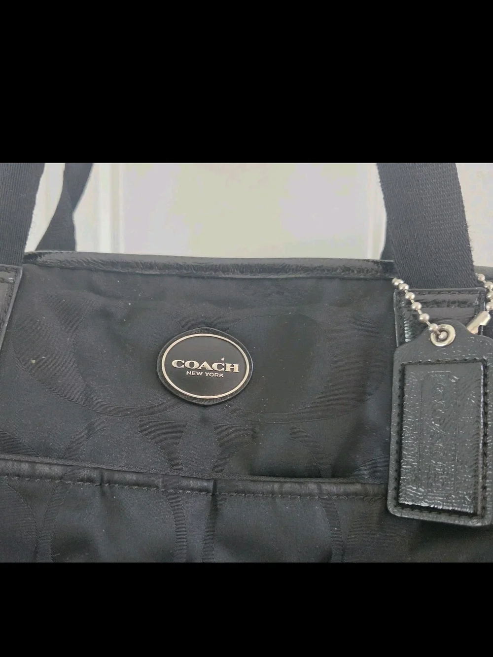 Coach Signature Black Nylon Baby Diaper Shoulder Bag With Changing Pad F77577